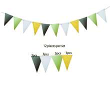 15pcs Gold, White, Green Triangle Banner For Birthday, Wedding, Proposal, Bachelor Party, Retirement, Valentine's Day, New Year, Christmas, Room, Garden Hanging Decor