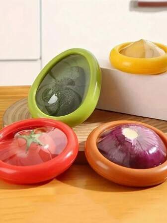 4/1 Caja de conservación transparente de frutas y verduras, Caja de refrigeración de limón, aguacate, tomate, cebolla, Caja de frutas portátil sellada, Caja de conservación de frutas y verduras de plástico antioxidante con tapa, Caja de conservación reutilizable para el refrigerador y el congelador para accesorios de cocina