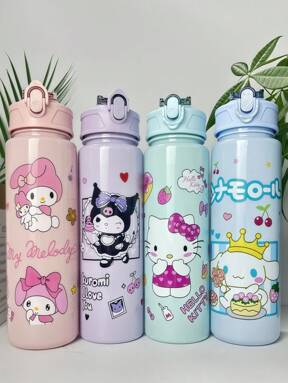Sanrio 1 قطعة كوب مياه/قهوة/شاي ملائم للسفر اليومي والتنقل والسياحة مزين برسومات كارتونية لطيفة لساريو كيتي وكورومي وميلودي وسيناموريل ، هدية مناسبة جداً