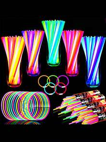 100 Pack Ultra Bright Glow Sticks Bulk Party Pack Glow In The Dark Party Supplies Glow Sticks Necklaces Bracelets With Connectors 8" Glow Stick Light Up Toy Birthday Wedding Pool Halloween - Multicolor - View 2