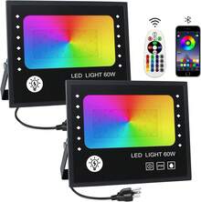 Reflectore Led Exterior RGB 60W 2 Pack, ELEGANTED Luz Lampara para Exterior, Equivalente a 600W con Bluetooth y Control Remoto, IP66, 16 Millones de Colores, Momento, para Jardín Fiesta Halloween - 30 W - Ver 3