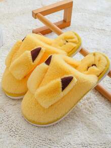 Slippers For Women 2025 New Style For College Students Couple Slippers Indoor Home Furry Slippers Autumn And Winter Bedroom Slippers Soft Bottom Non-Slip Cute Cartoon - Màu vàng - Xem 8