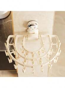 1pc Multi-Functional Drying Rack, Suitable For Socks And Underwear, Strong Suction Cup Wall Mounted, Ideal Choice For Graduation Season, Back To School Season And Summer Laundry, Space-Saving Design With Multiple Clips, Perfect Home Use Option