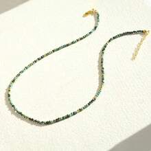 1 件小串珠项链非洲绿松石水晶项链宝石精致项链串珠多层项链女士礼物