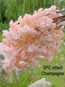 1pc 100cm Artificial Pink Sakura Flower Plant, Flame Retardant Silk Sakura Tree Branch For DIY, Wedding Party Background Wall Decor, Indoor, Garden, Office, Wedding And Party Decoration, Yard, Wall, Balcony, Bedroom, Living Room, Vase, Dining Table, Center Piece, Home Wedding Decor, Valentine's Day, Birthday Gift (Deep Pink, Light Pink, White, Champagne)