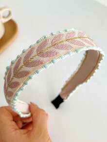 1 Peça Faixa de Cabelo Boêmia com Estampa de Folha, Verão, Tiara, Acessório de Cabelo, Acessórios para Cabeça Feminina - Multicolorido - Visão 13