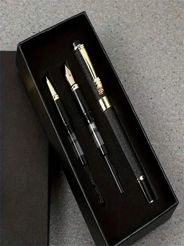 3pcs/Set Metal Ball Pen Set - Student Calligraphy Gift Box, Suitable For Daily Writing And Office Use, Perfect For Calligraphy Practice And Elegant Surprise Gift!,For School Supplies,Back To School