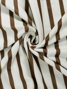 Casual Fashion Women's Striped Print Round Neck Dress - Brown - View 6