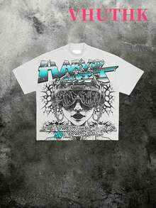 VHUTHK (180 Cotton T-Shirt)   Genius Girl -2   Print Men's Summer Round Neck Short Sleeve Casual Cotton Print - 白色 - 查看 1