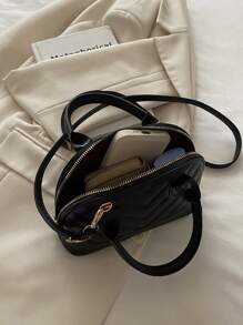 1 buc. Geantă de umăr retro simplă din PU cu închidere cu fermoar matlasată, cu flori brodată la modă, geantă de mână casual nouă în carouri, cu capacitate mare, geantă crossbody perfectă pentru uz zilnic de la femei, cumpărături, întâlniri