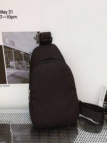 1 Pc Casual Solid Color Zipper Crossbody Bag Adjustable Strap Shoulder Bag Chest Pocket Sport Bag Bum Bags Zipper Weekend Overnight Bag Available Multiple Colors,For Boy/Girls/Teens/College Students For Outdoors/ Outings/ Traveliking/ Stadium/Back To School