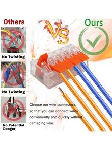 48/80/130pcs Box: Super Fast Pole Line Connectors - 2,3,4 & 5 Port Cable Clamp Wire Connectors, Electrical Wiring Connector Assortment Kit, Electrical Cam-Type Connectors, Suitable For Various Wire Types, Quick Disconnect Compact Splice Connector Terminal Kit, Comes With Transparent Box - Orange - View 5