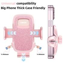 YWOR Pink Phone Holder For Your Car [Sturdy & Durable] [Powerful Suction] Dashboard Windshield Air Vent Car Phone Holder Hands Free Phone Mount For Car For IPhone Android, Pink Car Accessories - Hồng - Xem 6