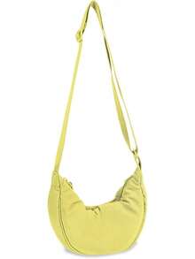 Pequeña bolsa cruzada de nailon creciente para mujeres y hombres, a, bolsa de viaje - Beis - Ver 12