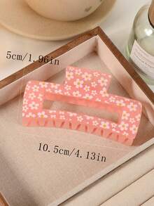 1/6 件时尚简约豹纹，心形和花朵设计大号防滑发夹，强力固定发夹，适合稀疏和浓密的头发，女士发饰 - 彩色 - 查看 3