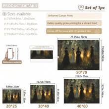 1 pieza, Arte de pared de lienzo de Halloween, Impresión de arte de pared de bruja vintage, Descarga de arte de pared de estilo melancólico, Decoración de estilo rural de arte oscuro, Adecuado para otoño, Halloween, Temporada de fantasía y terror, Decoración de bruja