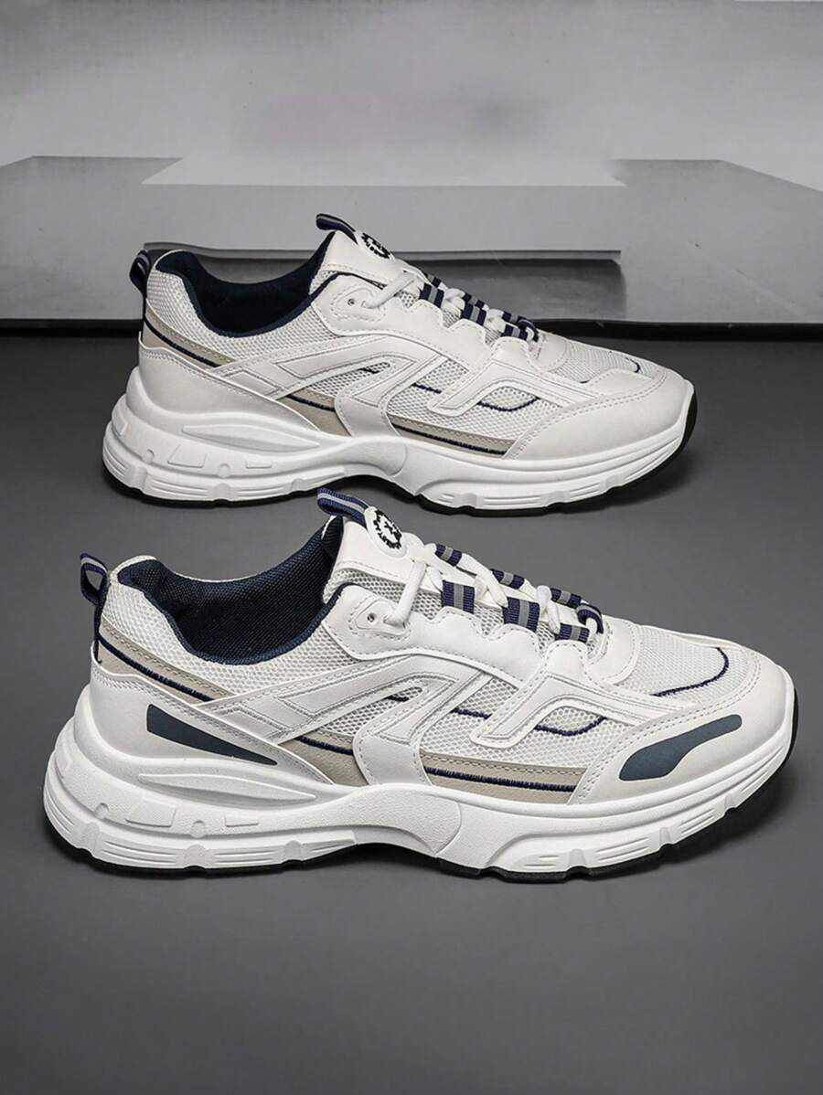 2025 新款男鞋，透气休闲学生跑步旅行运动厚底增高复古运动鞋，2000 年代秋冬风格情人节创意 - 彩色 - 查看 1