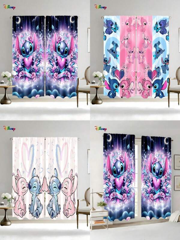 Disney 2 Pcs Disney Cartoon Room Curtains, Polyester Living Room Curtains, Bedroom Blackout Curtains, Bedroom Decoration Home, House Bedroom Wedding Decoration Style, Blackout Curtains Without Drilling, Home Decoration, Kitchen Curtain Set, Baby Room Decorative Door Curtains, Home Office Universal, Suitable For Christmas, New Year Gifts, Valentine's Day, Birthday Party, Wedding, Home, Daily, Anniversary, Thanksgiving, Mother's Day, Theme Party