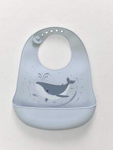 1pc Silicone Bib, Customized Baby Bib, Customized Baby Name, Available Options: Super Whale, Big White Rabbit, Teddy Bear, Rose Unicorn, Owl Patterns, Soft, Anti-Dirty, Anti-Leakage, Adjustable, Unisex Baby Personalized Gift, All Seasons