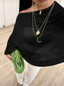 Fashionable & Elegant Loose Knitted Cardigan Shawl, Women, Oversized Fit, Lightweight, Very Chic, Suitable For Spring/Summer Casual, Leisure, Travel, Beach, Versatile Styles