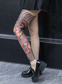 1 Stück Leggings mit floralem Tattoo-Muster, 360 Grad lebendiges buntes gemustertes Design, geeignet für Alltagstragen, Partys, Auftritte und als Geschenk