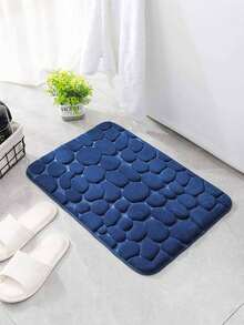 1 Piece Navy Blue Stone Texture Embossed Highly Resistant Absorbent Non-Slip Bathroom Doormat, Single Piece Or Bathroom Decorative Rug Floor Rug Outdoor Rug Door Mat Summer Bathroom Accessories Back To School - Navy - View 5