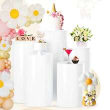 Chân đế trụ, 5/3 chân đế trụ tròn, dùng cho bệ trưng bày tiệc cưới hình trụ tròn màu trắng, chân đế bánh, thích hợp cho tiệc sinh nhật, tiệc mừng, trang trí bàn ngày lễ - trắng - Xem 8