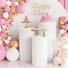 Chân đế trụ, 5/3 chân đế trụ tròn, dùng cho bệ trưng bày tiệc cưới hình trụ tròn màu trắng, chân đế bánh, thích hợp cho tiệc sinh nhật, tiệc mừng, trang trí bàn ngày lễ - trắng - Xem 3