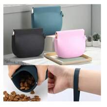 1 Silicone Dog Snack Bag, Portable Pet Snack Bag, Easy To Clean And Waterproof, Convenient Pet Food Bag For Outdoor Training - Green - View 2