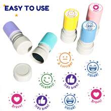 5 Colors Mood Expression Office Rubber Stamps, Stamp Set, Vibrant Color Stamps For Homework, Classroom Encouragement, Grading Assignments, Emotion Expression Stamps For Office Stationery