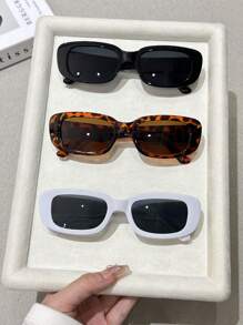 3 件装塑料几何多色全框经典复古女士眼镜组合，适合节日礼物夏季驾驶热带海滩度假家庭出游外出装，适合所有脸型