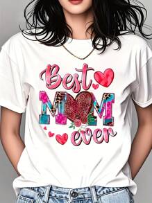 MAMA Print T-Shirt Cotton Casual Short Sleeve, Breathable, 220g