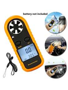 Anemômetro Digital Portátil 0-30m/s – Medidor de Velocidade do Vento e Temperatura Com Visor LCD Retroiluminado / Para Climatologia/ Náutica/ Drones e Esportes ao Ar Livre (-10°C a 45°C) - Amarelo - Visão 4