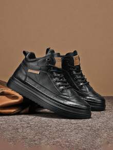 男士新款冬季增高鞋，英伦风高帮工作靴，休闲防水皮靴，大黄靴，时尚新款百搭靴子，万圣节礼物情人节创意 - 彩色 - 查看 5