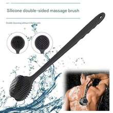 4pcs Silicone Body Brush Set - Includes: 1 Long Handle Back Scrubber, 1 Short Handle Shower Brush, 1 Hair Washing Brush And 1 Face Cleansing Brush. Non-Electric Handheld Body Brush/Face Brush, Non-Slip Handle, Strong Cleaning Power, Soft Bristles, Can Clean And Massage All Parts Of The Body. Cleaning Tool, Massage Tool - Black - View 4