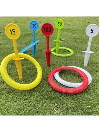 1 set van 10 stuks, strandsportuitrusting voor volwassenen, set gazonspellen, party-tossspel, interactief dinerspel, Valentijnscadeau, wit, rood, blauw, groen, geel, strandaccessoires