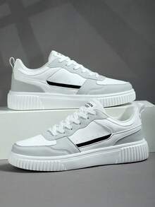 Men's Sports Shoes, Fashion Casual Lace-Up Shoes, Custom Streetwear Sneakers - 藍白色 - 查看 2