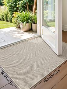 1pc Polyester Material, Simple Ins Style Dual-Color Woven Texture Doormat, Modern Fashion Woven Pattern, Easy To Clean, Wear-Resistant, Dust-Proof, Suitable For Entryway Function Mat Door Mat Kitchen Mat&Rug Home Decor Entryway Decor Bathroom Kitchen Decor Kitchen Rug - Khaki - View 15