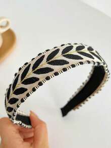 1 Peça Faixa de Cabelo Boêmia com Estampa de Folha, Verão, Tiara, Acessório de Cabelo, Acessórios para Cabeça Feminina - Multicolorido - Visão 4