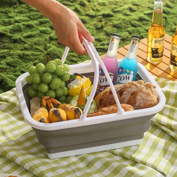 Outdoor Portable Foldable Hand-Held Basket, Outdoor Picnic Basket, Foldable Mop Bucket, Home Laundry Basket, Portable Foldable Basin