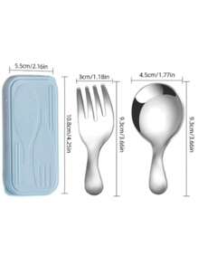 3-teiliges tragbares 304 Edelstahl Besteckset mit Gabel, Löffel und Aufbewahrungsbox, perfekt für Büro, Küche, Schule, Picknicks, Camping und Outdoor-Aktivitäten, Geschenk zum Schulanfang