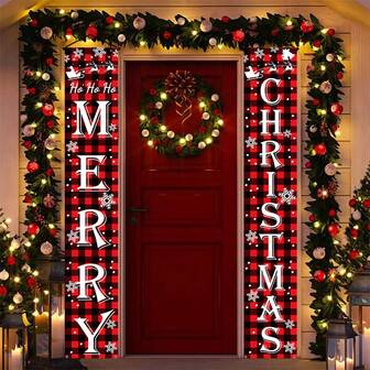 1 套圣诞快乐门廊标志装饰，圣诞主题派对用品装饰品，圣诞门廊标志墙面装饰，适合室内外