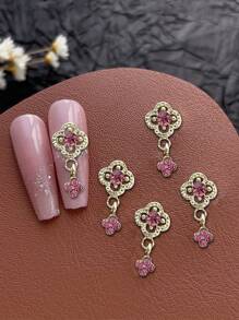 10pcs 3D Gold Silver Hollow Flower Pendant Nail Art Decoration Japanese Korean Style Alloy Flowers Nail Charms Exquisite Luxury Y2K Metal Nail Accessories Shiny White Pink Rhinestone Pearl Nail Gems DIY Suitable For Acrylic Press Nails Phone Case Shoes Clothes Bags Nail Supplies