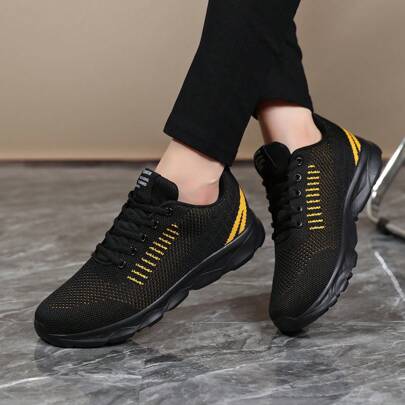 Zapatos de correr casuales para mujer, de malla transpirable, cómodos y antideslizantes, de punto