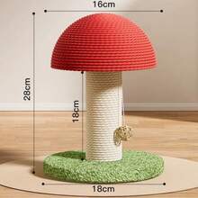 童话蘑菇剑麻猫抓柱 - 天然剑麻材质，耐磨防刮。可爱的红白设计，互动式悬挂球，娱乐性十足，绿色底垫，稳定防滑。 - 彩色 - 查看 4