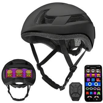 Smart LED Pixel Helmet, Programmable Bicycle Helmet With App Control, USB Rechargeable Lights, Turn Signals, DIY Display, Waterproof, Speedometer, For Men/Women Adults & Teens