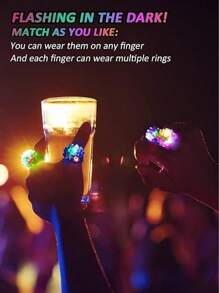 10-Pack LED Jelly Light-Up Rings - Flashing Bumpy Rings, Neon Glow Party Favors For Teens And Adults, Synthetic Rubber Rave Accessories, Stretchy And Soft