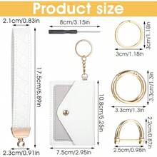 Leather Wristlet Keychain Portable Wallet Keychain For Women Compact Lightweight Multiple Colors Available - 白色 - 查看 2