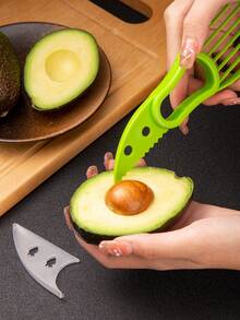 1pc Avocado Diced Corer, Kiwi Splitter, Avocado Dice Corer, 3-In-1 Avocado Slicing Tool,Vegetable Fruit Tools,Kitchen Items,Cutter,Food,Salad,Decor,Storage,Party,Birthday. - Green - View 4