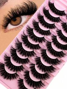 10 Paar 5D Kunstmink Wimpern, natürliche & dramatische dicke 3D Falsche Wimpern für langanhaltende Verlängerung Wimpernstreifen, Wimpern, Wimpern, Falsche Wimpern